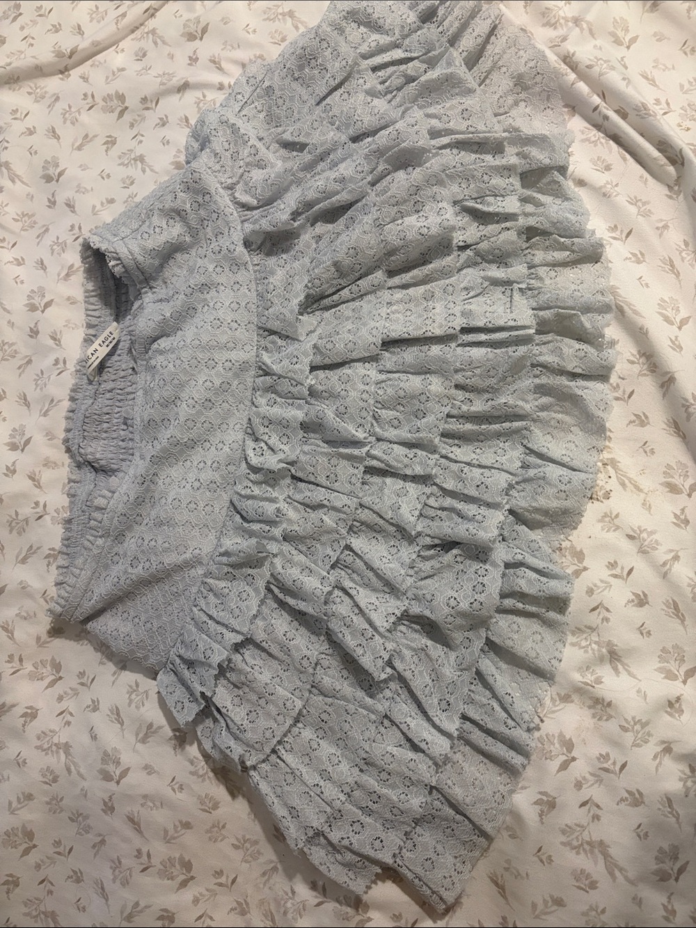 American Eagle Outfitters Light Blue Eyelet Ruffle Skirt